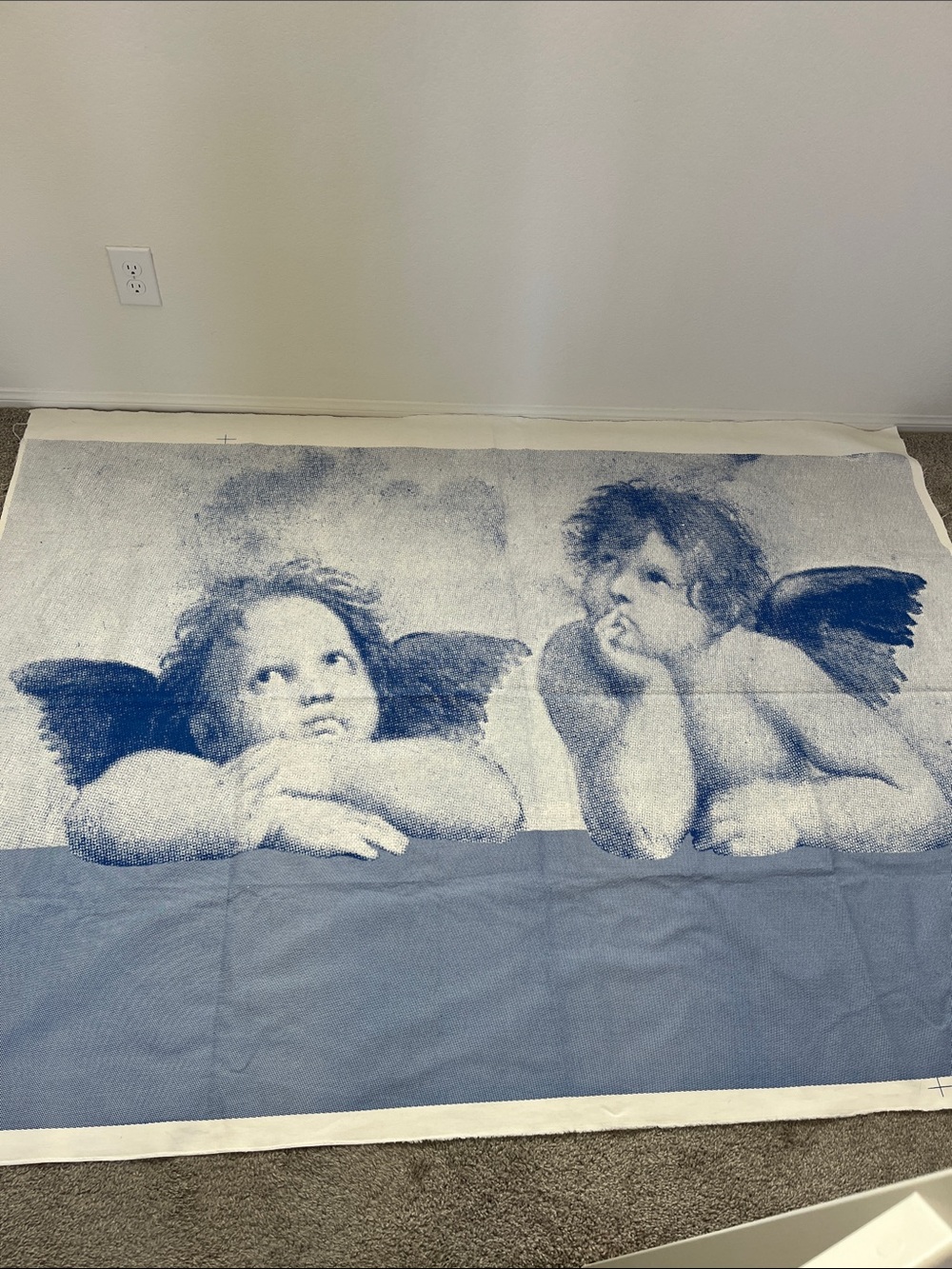 Classic Cherub Wall Art Tapestry - Blue